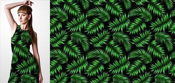 12002v Materiał ze wzorem zielone tropikalne liście